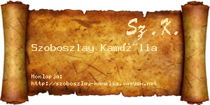 Szoboszlay Kamélia névjegykártya